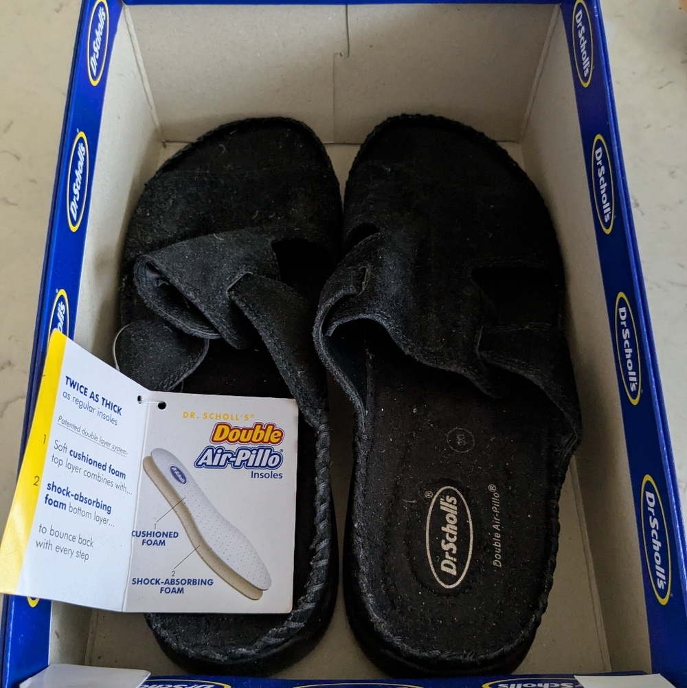 Dr Scholl's Black Leather Sandals NWT - Picture 2 of 2